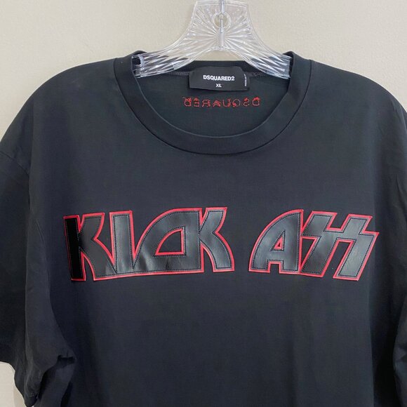 DSquared2 Kick Ass Patch Crew Neck T-Shirt *Black/Red* Sz XL - Picture 3 of 8